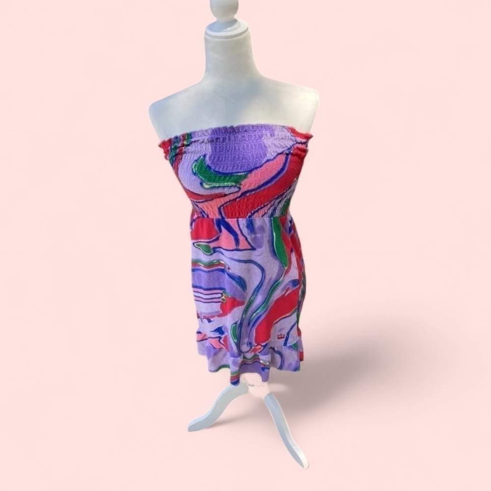 NEW Juicy Couture Velour Ruffle Hem Strapless sundress rouched bodice NWT Small - Picture 8 of 9